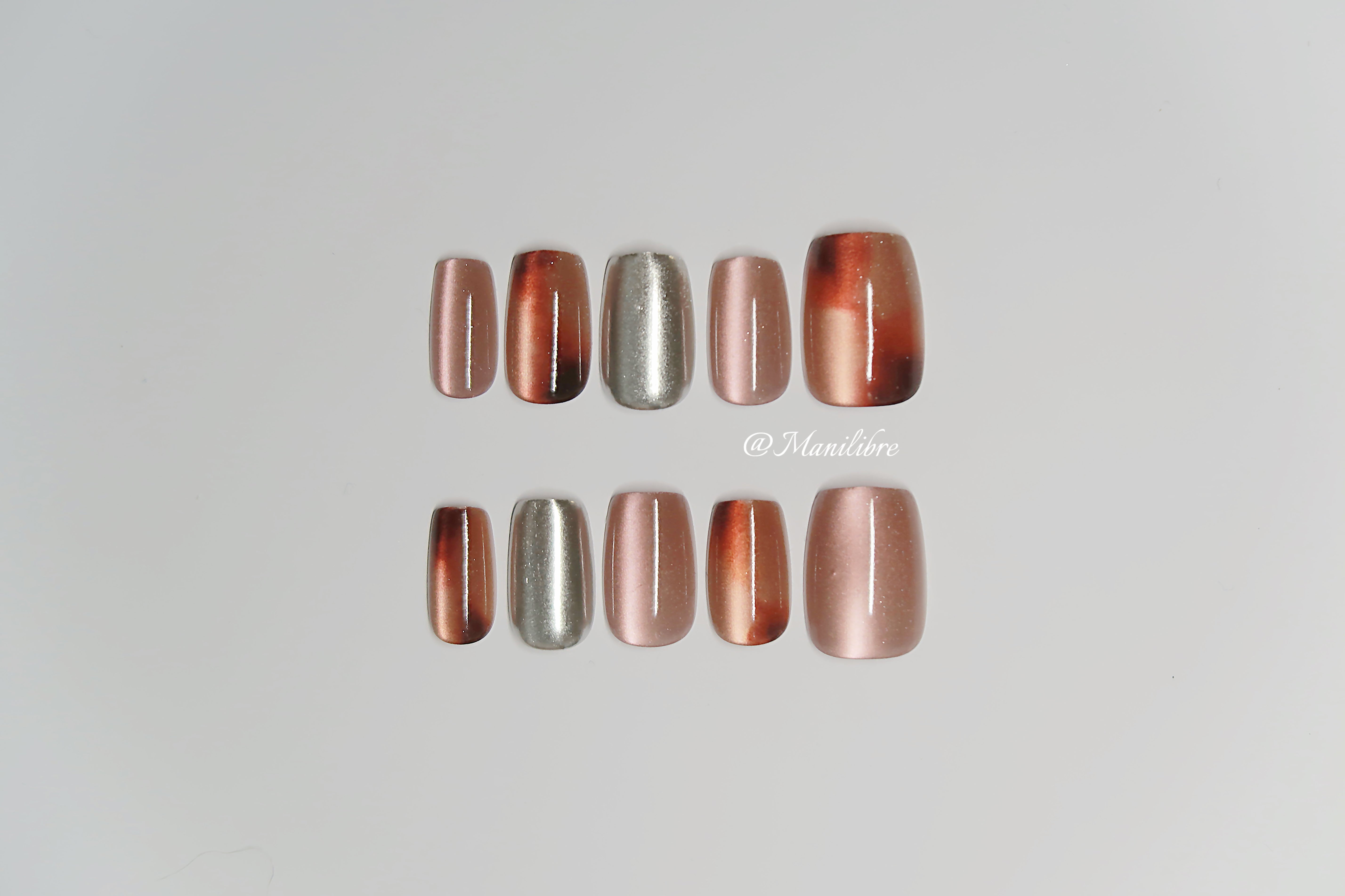 Set de Uñas Press On Nude Marrón Perlado