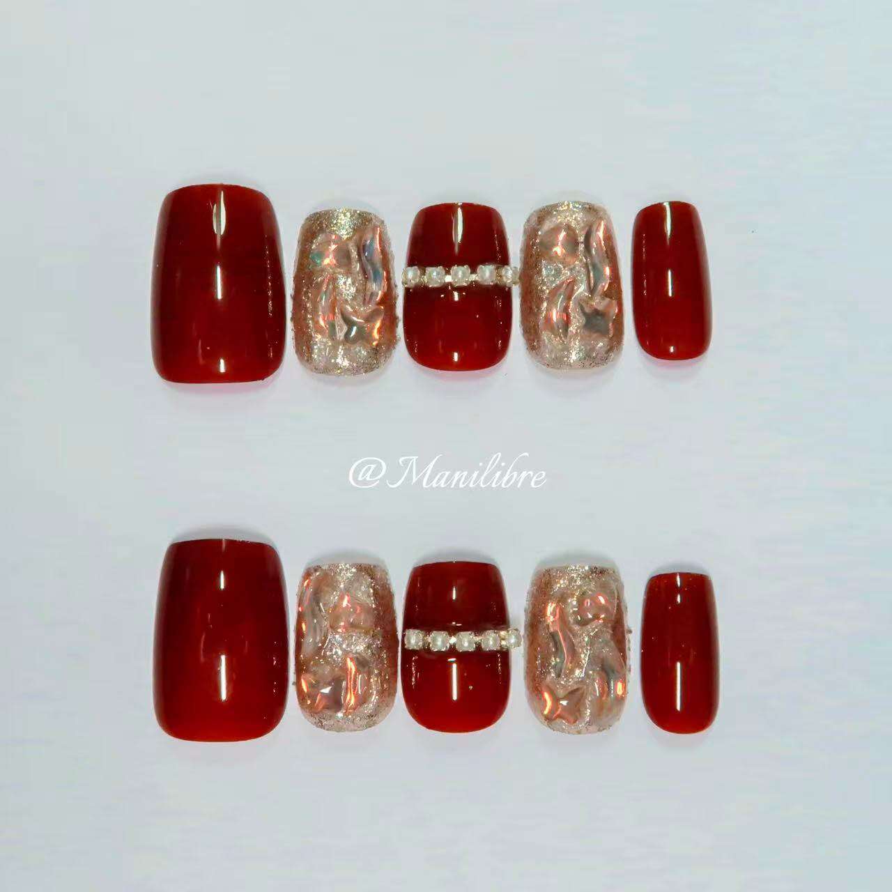 Rojo Pasión con Láminas y Brillantitos
